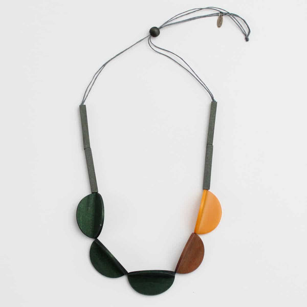 Green Wood and Accent Necklace