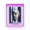 Print of a marble sculpture within a neon pink frame.