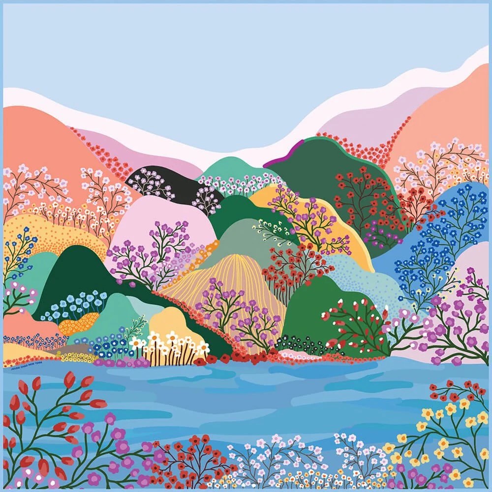 Flower Mountain | Double Sided Silk Scarf