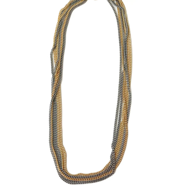 Necklace | Mixed Curb-N - Multi-Strand Two-Tone
