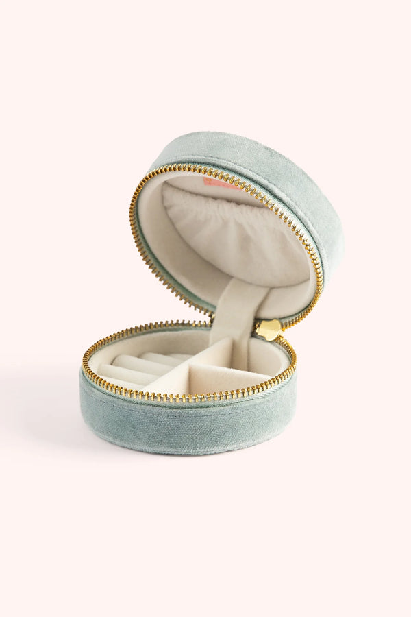 Round Velvet Jewelry Box - Swooping Swallows