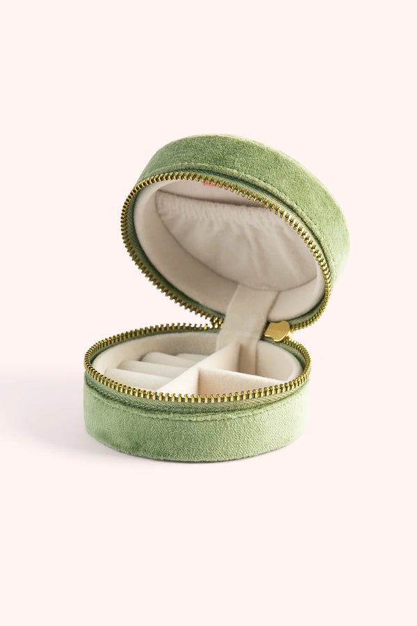 Round Velvet Jewelry Box - Toadstools