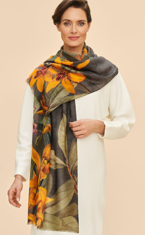 Charcoal Wool Wrap Scarf | Botany Bliss