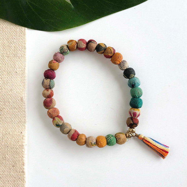 Kantha Bead Bracelet | Tassled