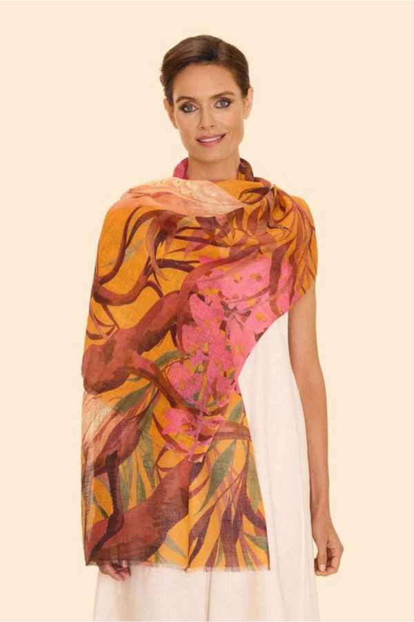 Scarf Linen/Cotton | Oriental Crane