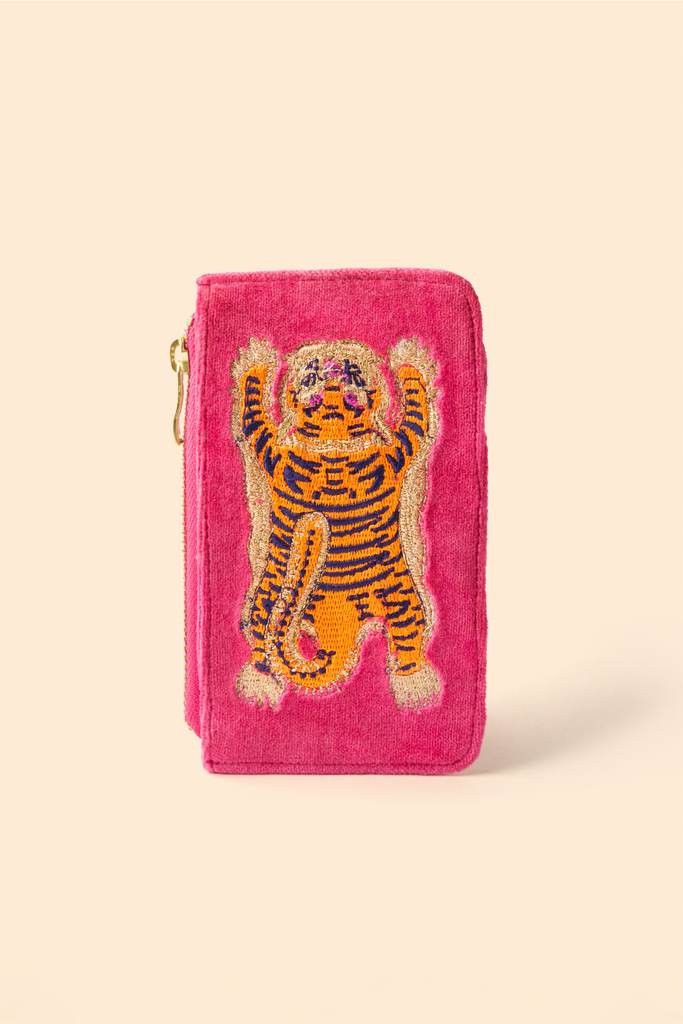 Velvet Card Holder | Ikat Tiger - Fuchsia