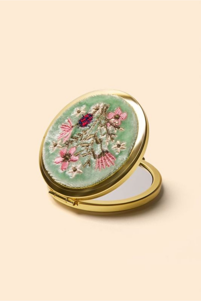 Embroidered Mirror | Aqua Bouquet