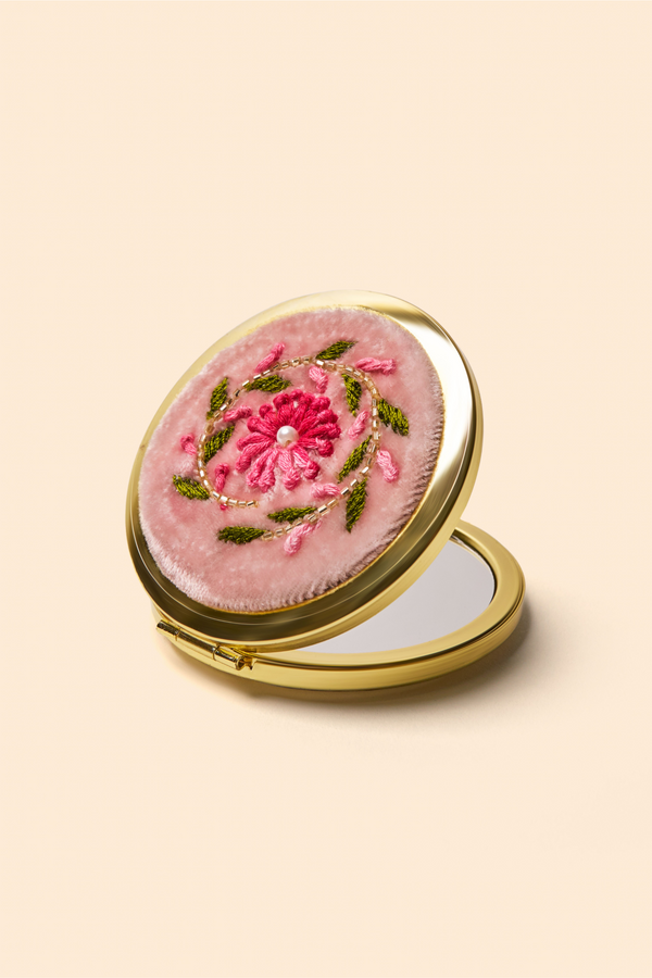 Embroidered Mirror - Pink Petals