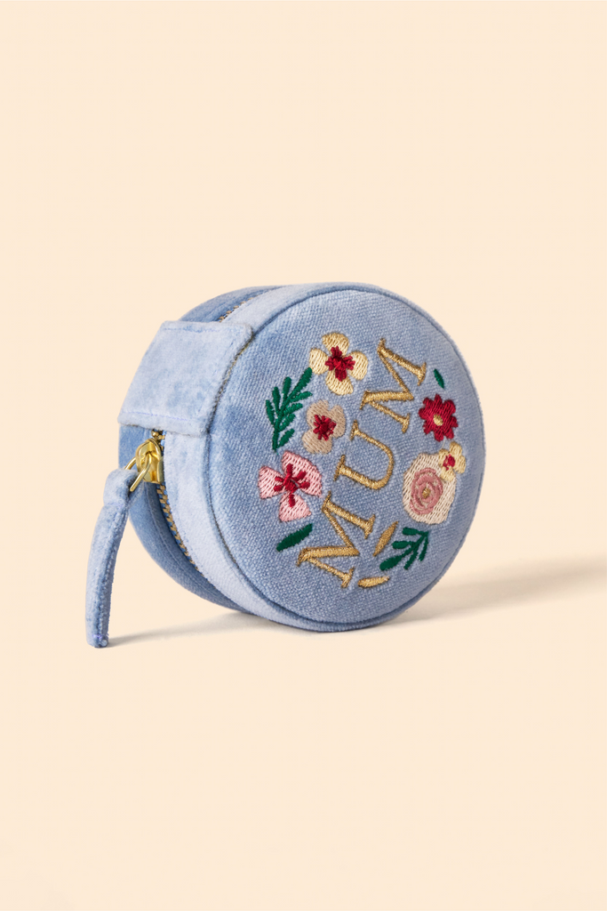 Jewellery Box | Round Velvet - Lovely Mum - Denim