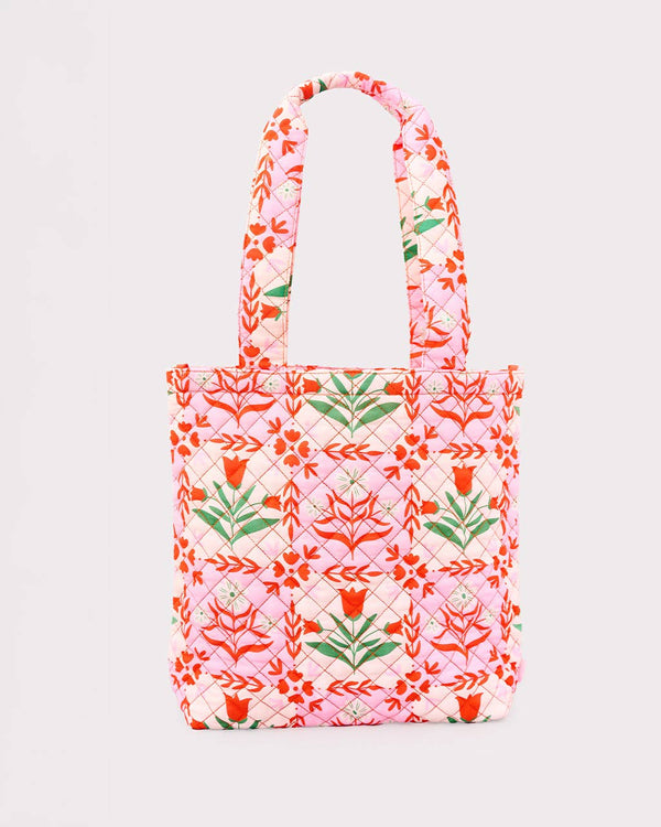 Tote |  Quilted Pink Tile, Floral