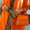 Micro Crossbody | Neon Orange Leather,Eyes Embroidery
