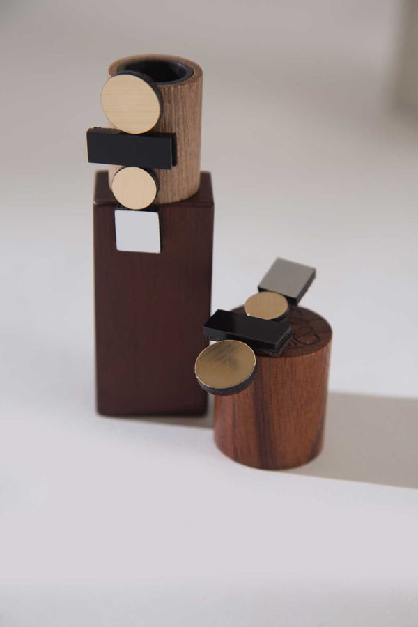Earrings | Bauhaus  Large - Silver/Black/Gold