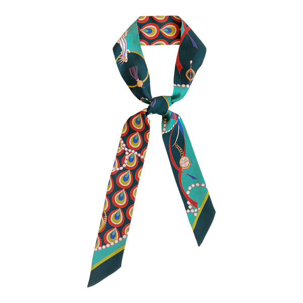 Neck Bow | Peacock - Silk Twilly
