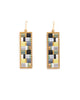 Beaded Handwoven Mosaic Tila and Brass Earrings (Aqua/Red)