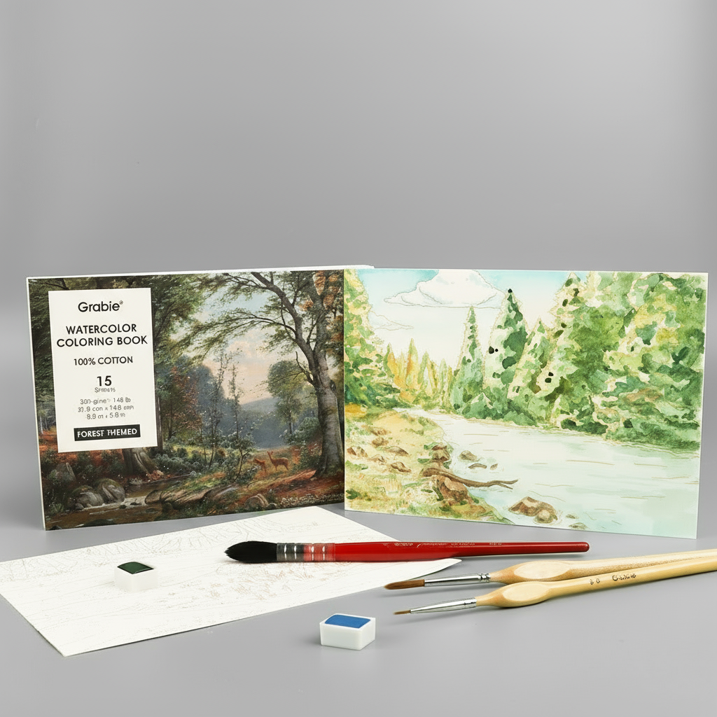 Forest-Themed Watercolor Coloring Box