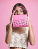 Micro Crossbody Handbag | Bubblegum Pink Leather, Eyes Embroidery