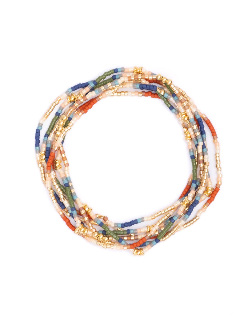 Bracelet | Set/7 Miyuki Beaded Stretch (Blue/Green/Rust)