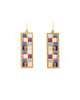 Earrings | Beaded Handwoven Mosaic Tila and Brass - (Green/Grey)