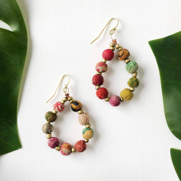 Earrings | Kantha Beaded Teardrop