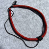 Choker Necklace | Red Leather with Black Bead String N020