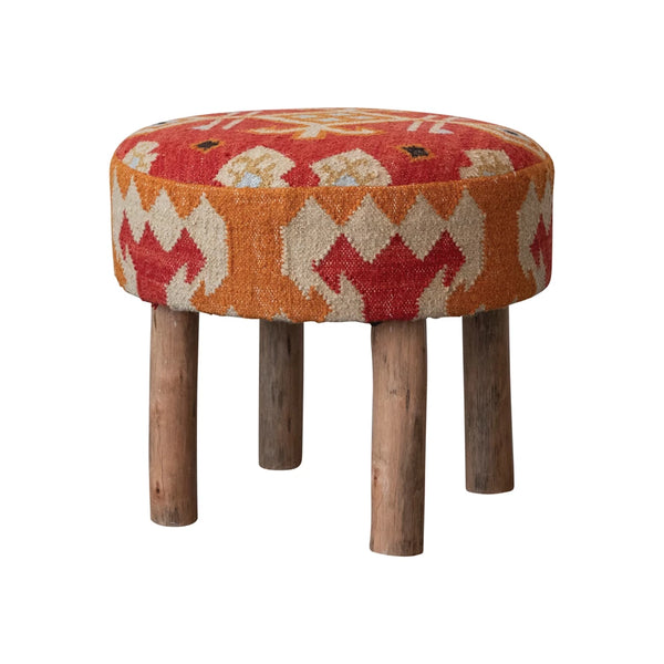 Stool | Cotton and Wool with Mango Legs