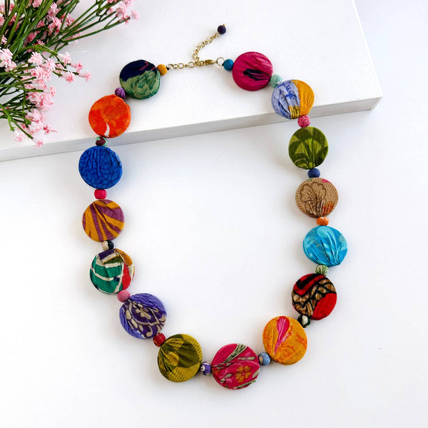 Necklace | Kantha Dotted Disc