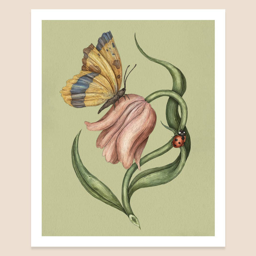 Print | Moth, Ladybug, and Tulip 8” x 10”