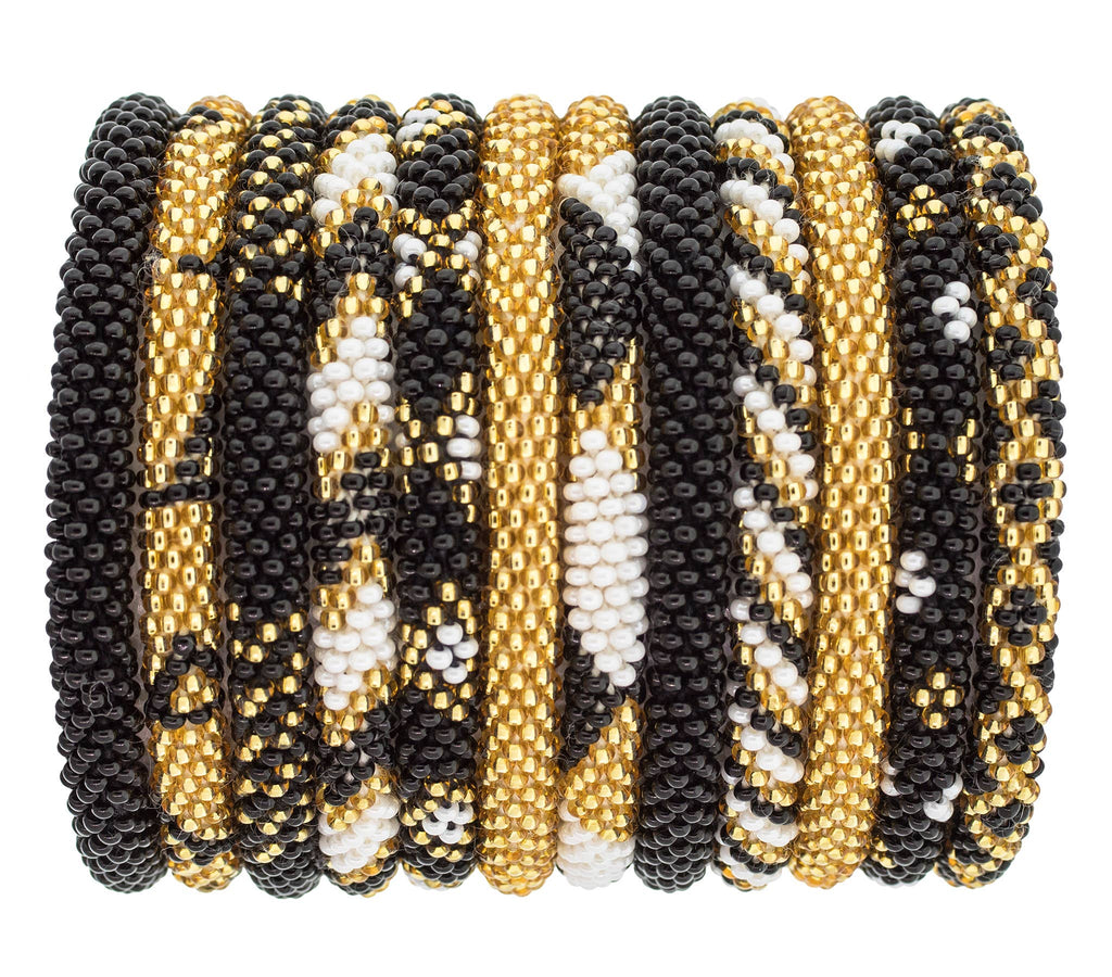 Bracelet | Roll-On, Gold, White, and Black