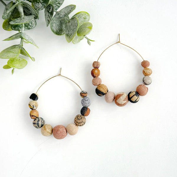 Earrings | Kantha Desertscape - Graduated Hoops