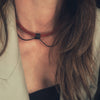 Choker Necklace | Red Leather with Black Bead String N020