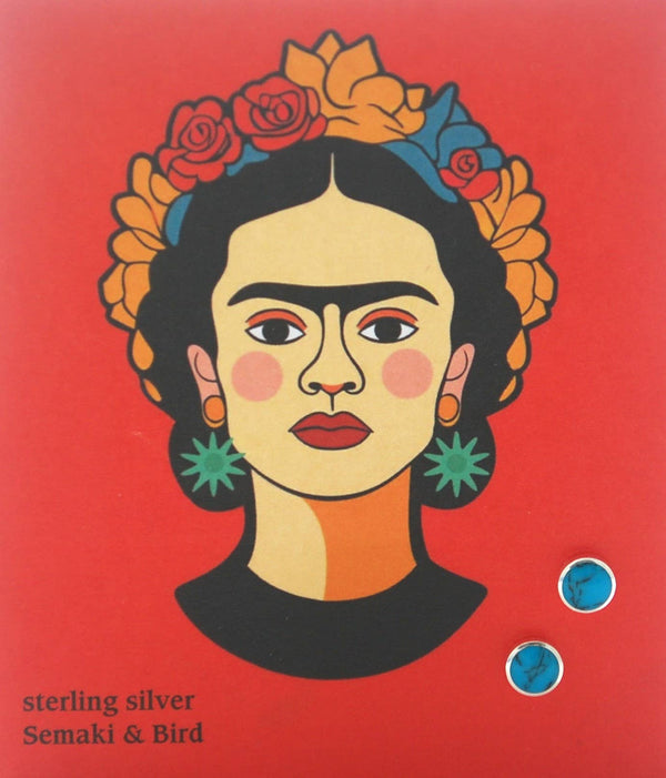 Earrings | Turquoise Circle - silver Frida