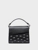 Anastasio Mini Crossbody Handbag Black Leather - All Over Eyes Embroidery