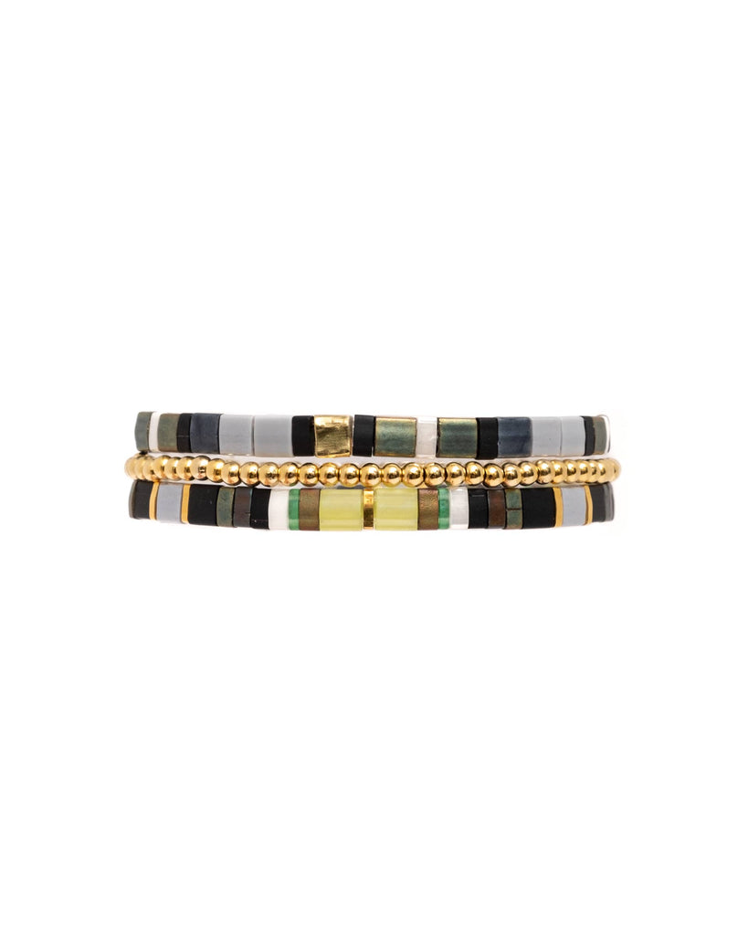 Bracelet | Set/3 Miyuki Tila (Green/Grey)