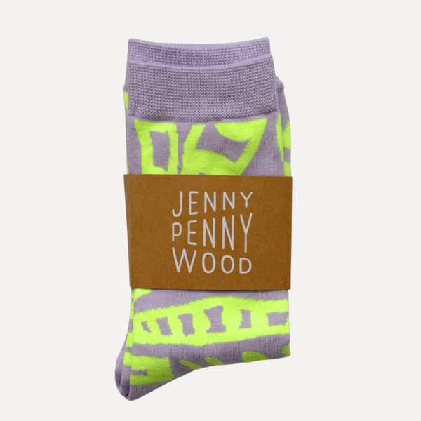 Socks | Clive in Lavender & Neon Yellow