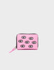 Leather Zip Around Wallet | Eyes Embroidery, Frodo Bubblegum Pink
