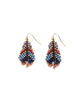 Earrings | Beaded Handwoven Gilded Feather (Blue/Brown)