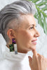 Earrings | Overlaps and Lines, Silver/Black/Rainbow