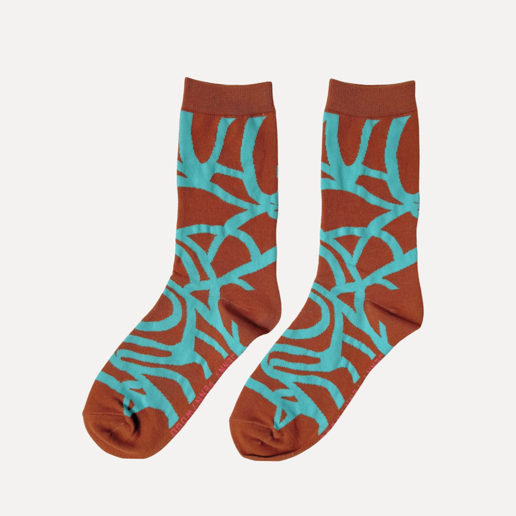 Socks | River - Aquamarine & Carmel