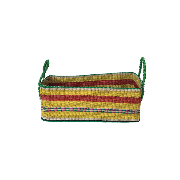 Hand-Woven Basket | Seagrass with Stripes