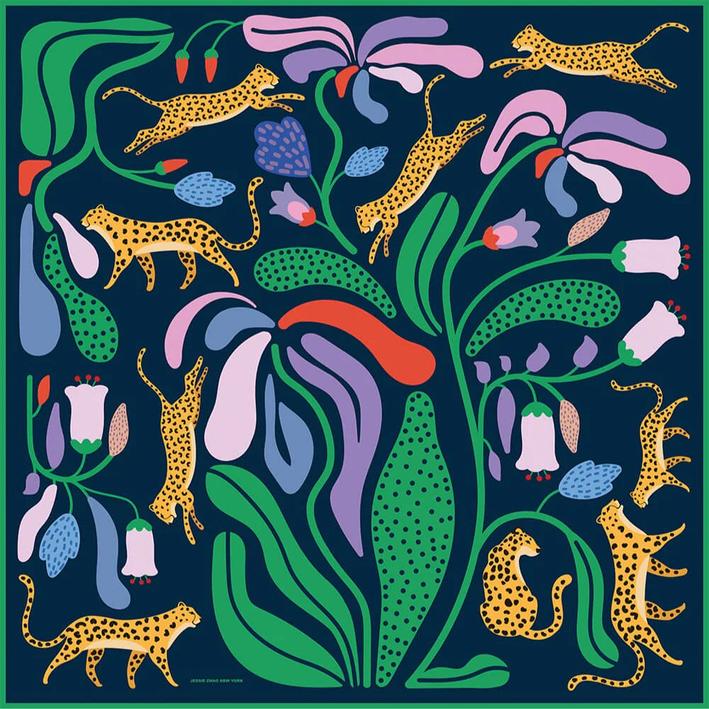 Jungle Night | Double Sided Silk Scarf