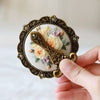 Vintage Embroidered Compact Mirror: Fall