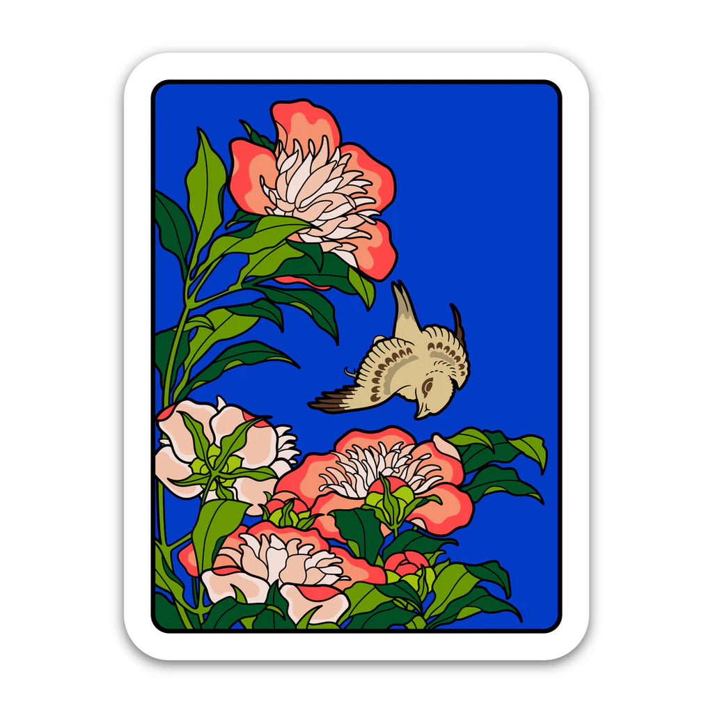 Peonies and Canary | Sticker
