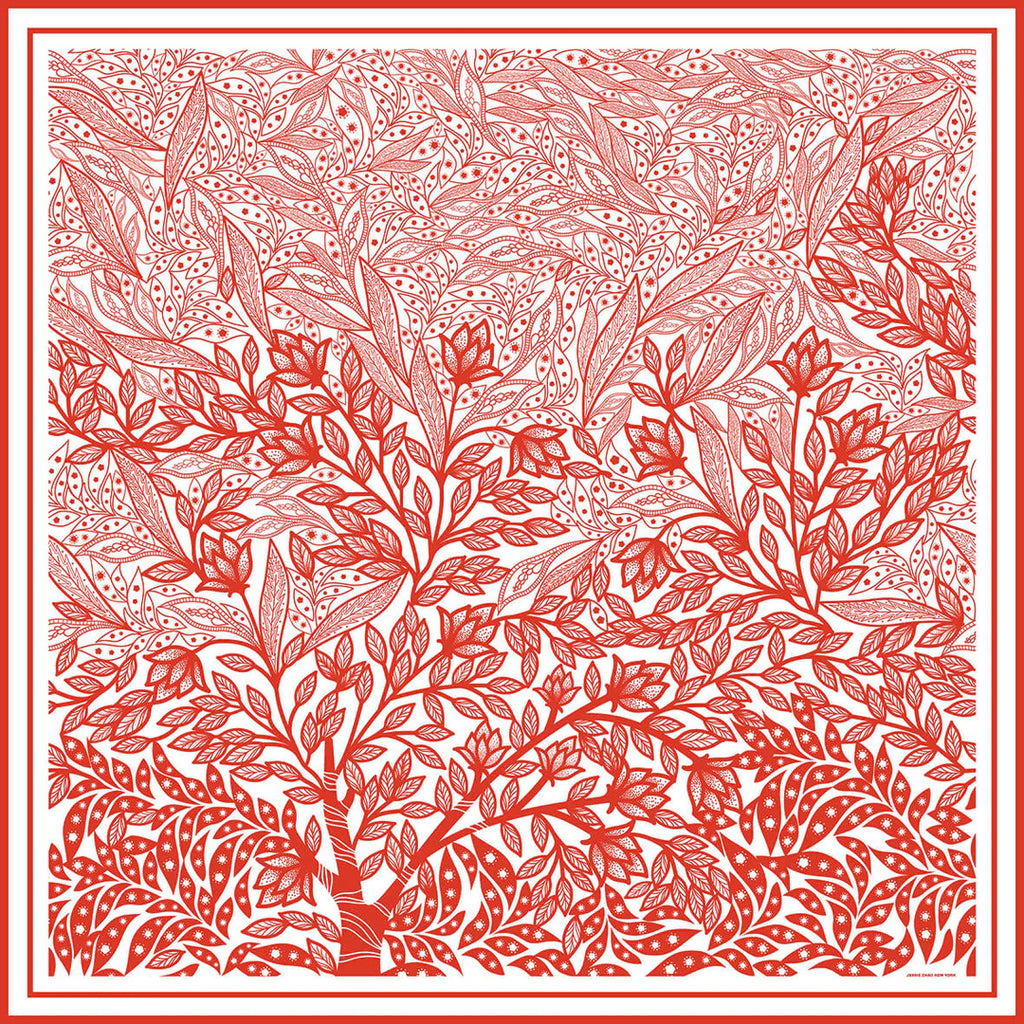 Silk Scarf | Scarlet Tree of Life-Double Sided