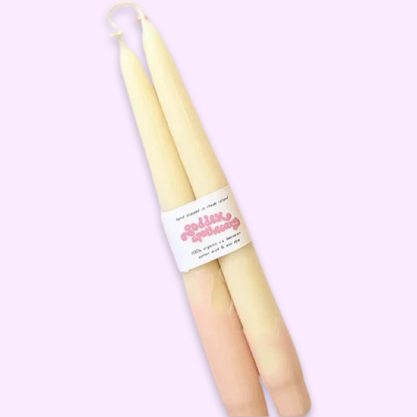 Wavey Beeswax 9" Taper Candle