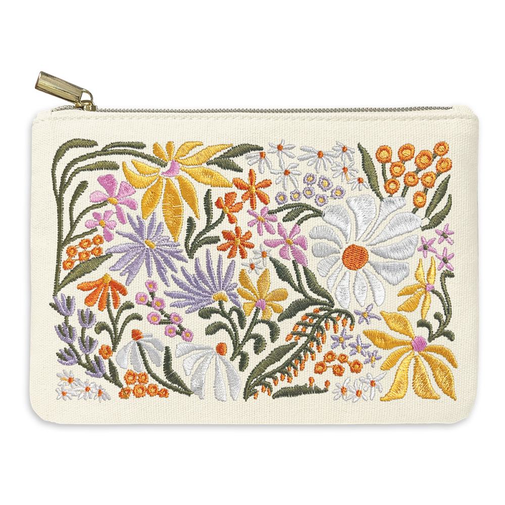 Embroidered Zipper Pouch | Wildflowers