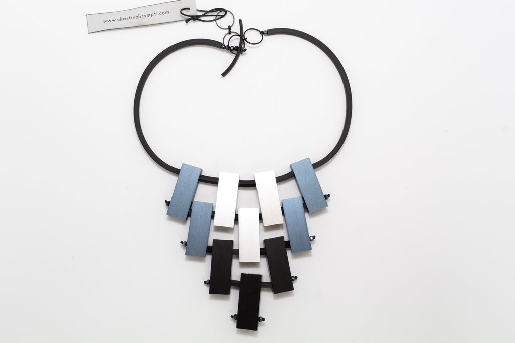 Staggered Aluminum Tubes Rubber Necklace
