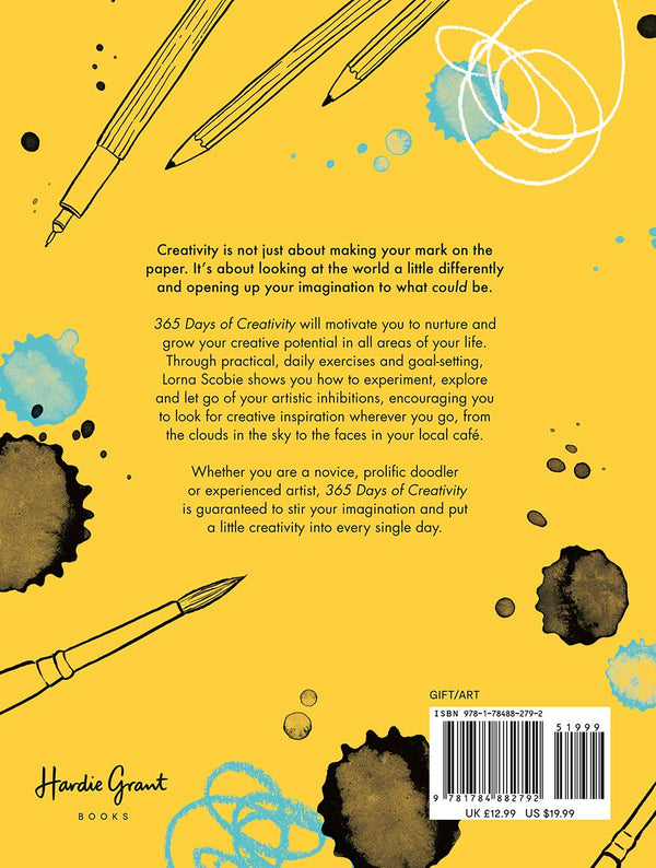 The back cover of a book with a yellow cover.