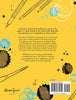 The back cover of a book with a yellow cover.