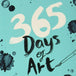 A bright blue book cover with black paint spots and a paint brush on it. The title of the book reads: "365 Days of Art: A Creative Exercise for Every Day of the Year."