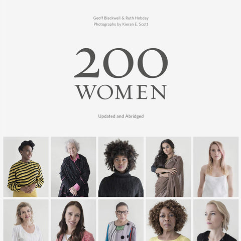 A white book cover with the text "200 Women" and photographs of several women with light and dark skin tones. 